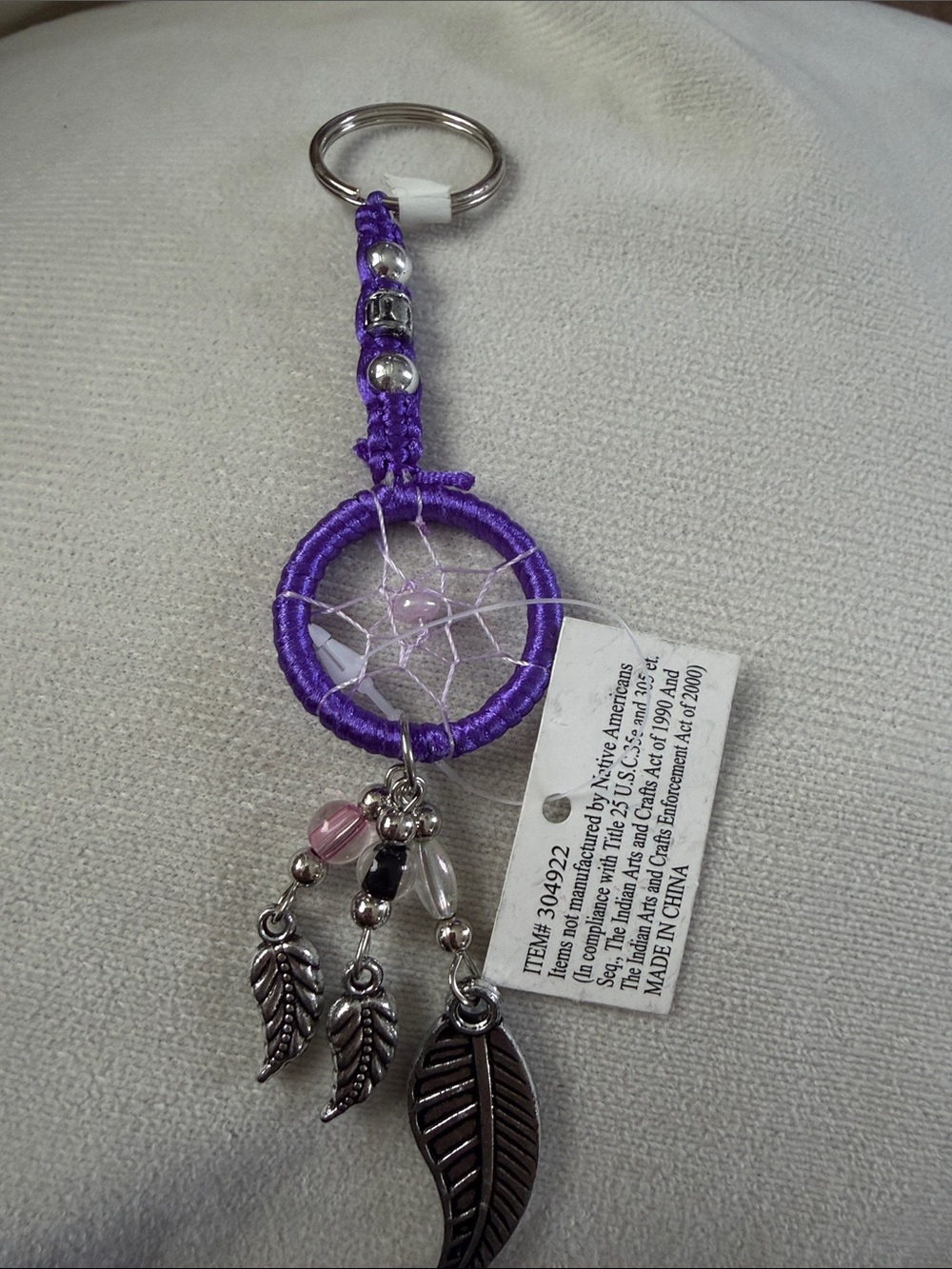 Purple Dreamcatcher Keychain with Silver Accents